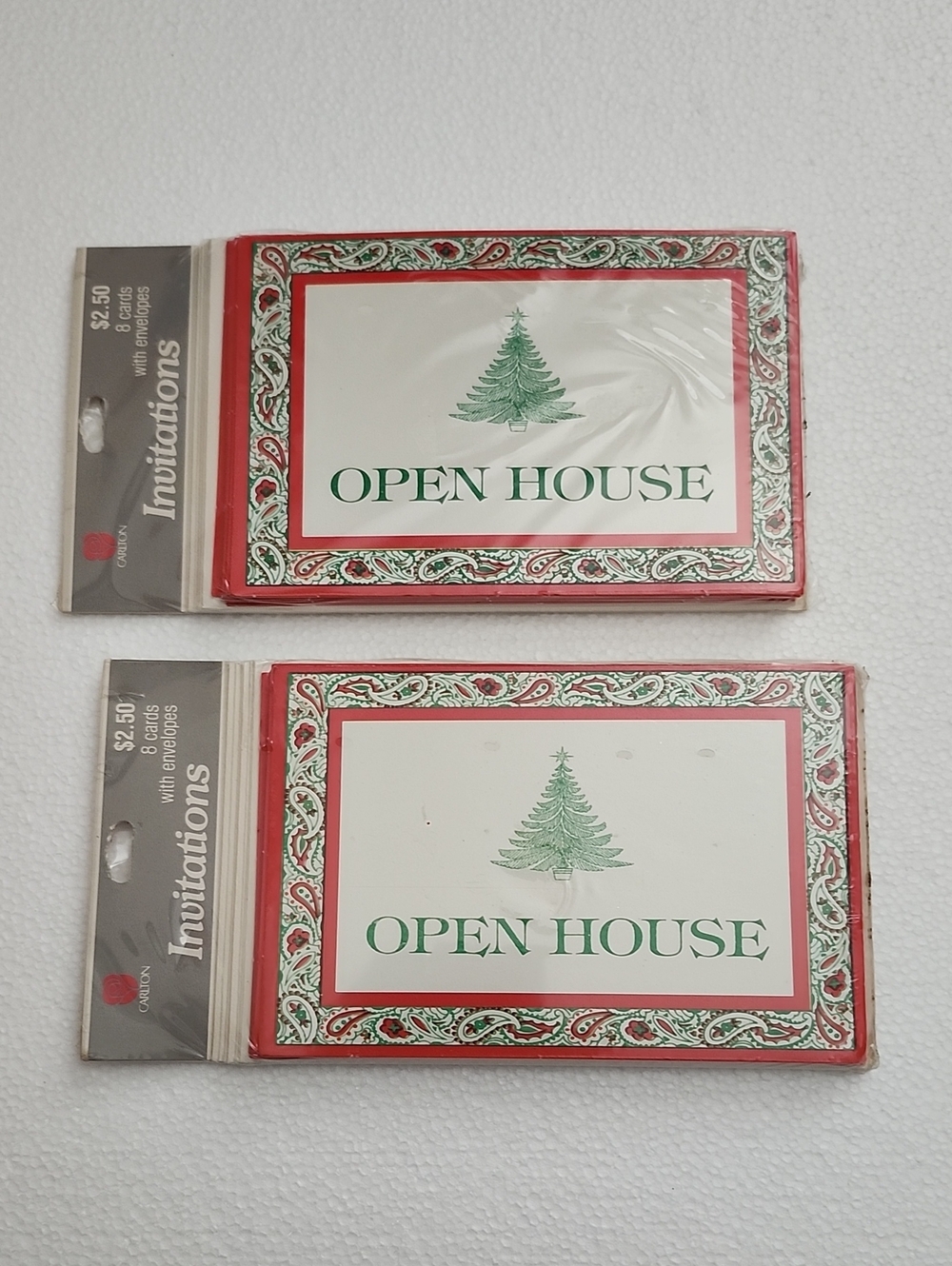 Vintage Carlton Cards 'Open House' Christmas Invitations 2 Sealed Packs of 8